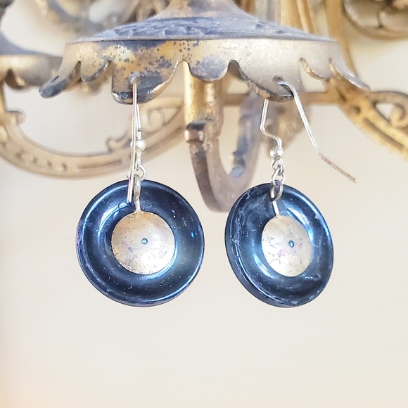 Handmade Vintage Rainbow Button Earrings - Picture 4 of 6